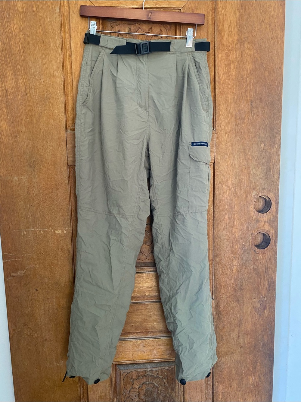 ExOfficio womens Tan Cargo Outdoor hiking Pant Black Belt 6 8 khaki olive